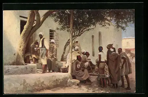 Künstler-AK Cafe Arabe, arabische Volkstypen, Herren im Cafe