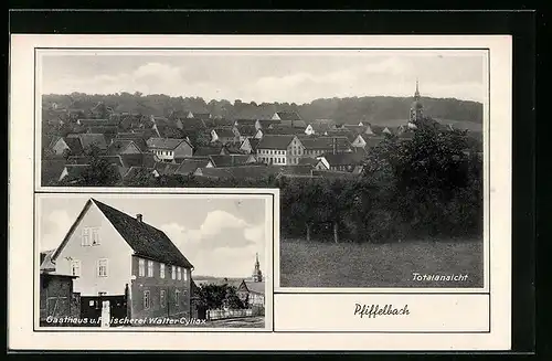 AK Pfiffelbach, Gasthaus und Fleischerei Walter Cyliax, Totalansicht