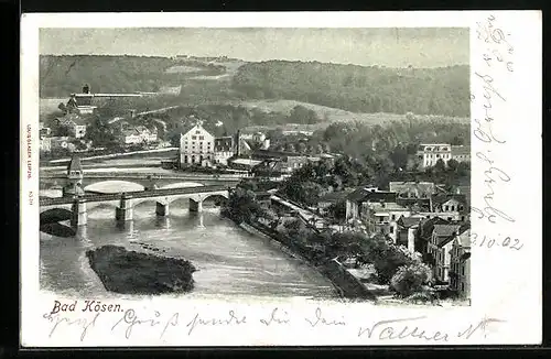 AK Bad Kösen, Flusspartie mit Brücke