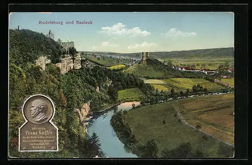 AK Rudelsburg, Blick auf Burg und Saaleck