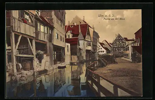AK Ulm a. d. D., Partie an der Blau