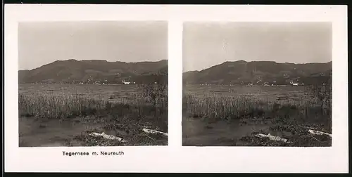 Stereo-Fotografie unbekannter Fotograf, Ansicht Neureuth / Tegernsee, Blick über den See zum Ort