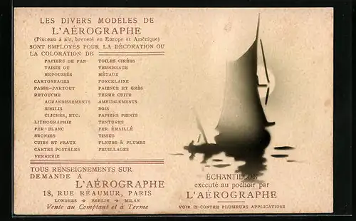 AK Reklame, Druckanstalt, Les Divers Modeles de L`Aerographe