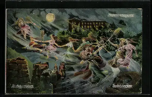 AK Teufelsbecken, Teufelsschloss, Die Sage vom Hexentanzplatz