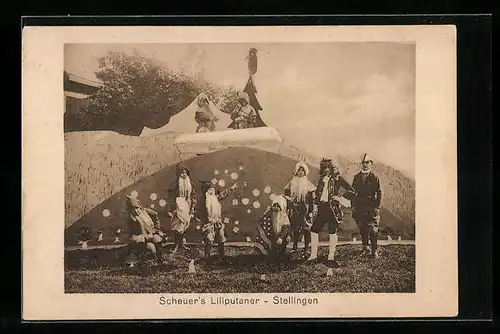 AK Stellingen, Scheuer`s Liliputaner, Zwerge an einem Hügel