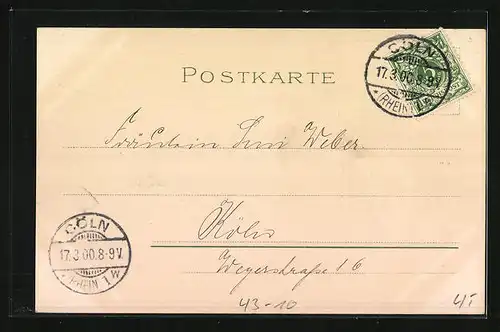 AK Herr hilft junger Dame über den Bach