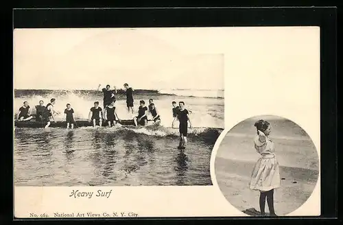 Foto-AK Heavy surf, Bademode