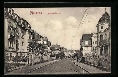 AK Pforzheim, Blick auf die Friedensstrasse