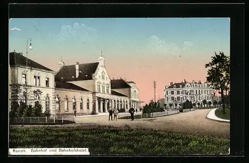 AK Rastatt, Bahnhof und Bahnhofshotel