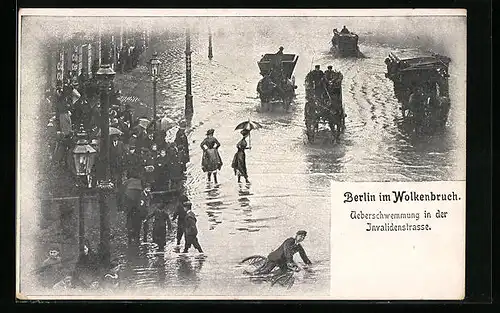 AK Berlin, Überschwemmung in der Invalidenstrasse