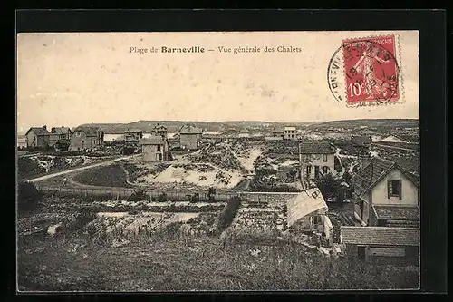 AK Barneville, Plage de Barneville, Vue generale des Chalets