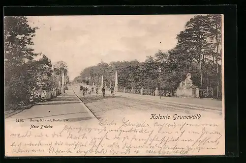 AK Grunewald, Neue Brücke mit Radfahrern