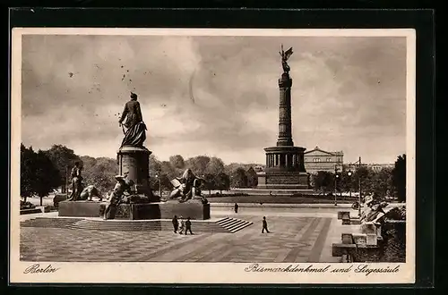 AK Berlin, Bismarckdenkmal und Siegessäule