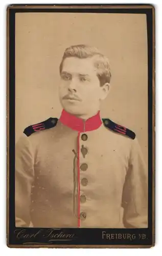 Fotografie Carl Tschira, Freiburg i. B., Soldat in Uniform Rgt. 113, Handkoloriert