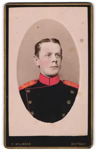 Fotografie F. Willmann, Stuttgart, Chevauleger in Uniform, Handkoloriert