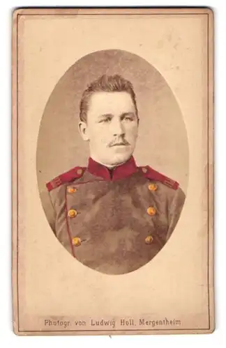 Fotografie Ludwig Holl, Mergentheim, Soldat in Uniofrm Rgt. 122, Handkoloriert