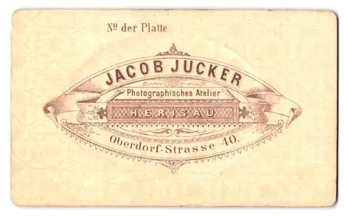 Fotografie Jaco Jucker, Herisau, Oberdorf-Str. 40, Anschrift des Fotografen auf einer Banderole