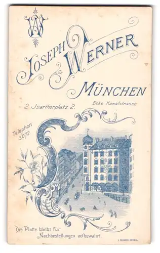 Fotografie Joseph Werner, München, Isarthorplatz 2, Blick nach dem Fotoatelier mit Nebengebäuden