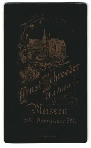 Fotografie Ernst Schrieter, Meissen i. Sa., Obergasse 597, Blick nach dem Schloss Albrechtsburg