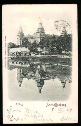 Relief-AK Aschaffenburg, Partie am Schloss