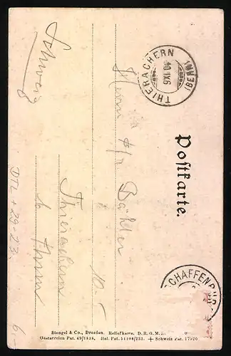 Relief-AK Aschaffenburg, Partie am Schloss