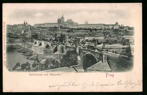 Relief-AK Prag / Praha, Karlsbrücke und Kleinseite