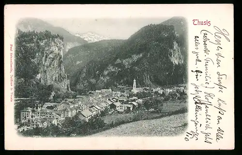 Relief-AK Thusis, Gesamtansicht des Ortes