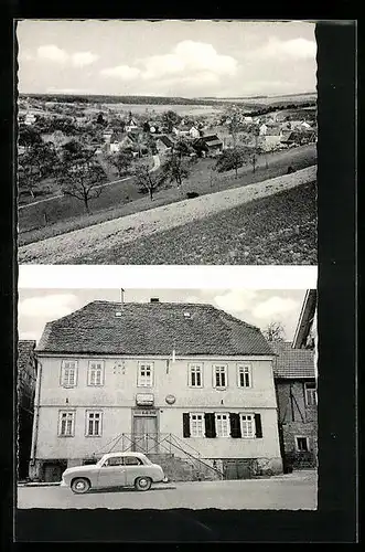 AK Breitenbrunn /Odw., Gasthaus zum gr. Baum Friedr. Karl Olt, Ortsansicht aus der Vogelschau