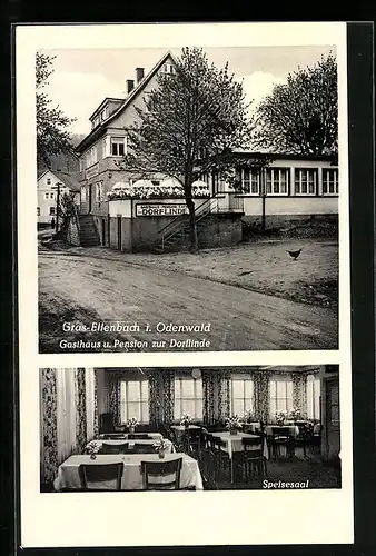 AK Gras-Ellenbach /Odenwald, Gathaus und Pension zur Dorflinde