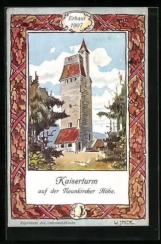 Künstler-AK Gandernheim, Neunkircher Höhe, Der Kaiserturm