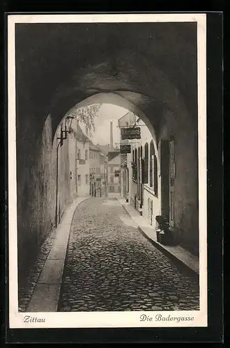 AK Zittau, Partie in der Badergasse