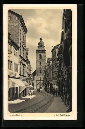 AK Gotha, Marktstrasse mit Kirche