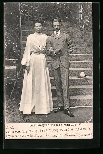 AK Kronprinz Wilhelm von Preussen und seine Braut