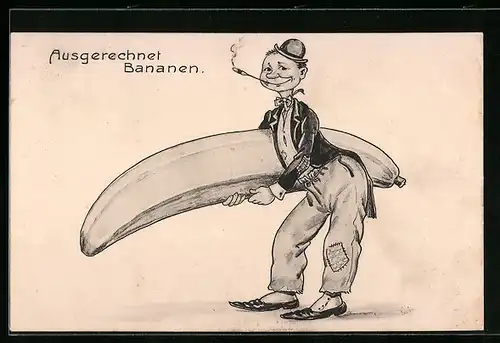 AK Ausgerechnet Bananen, Mann mit Riesen-Banane