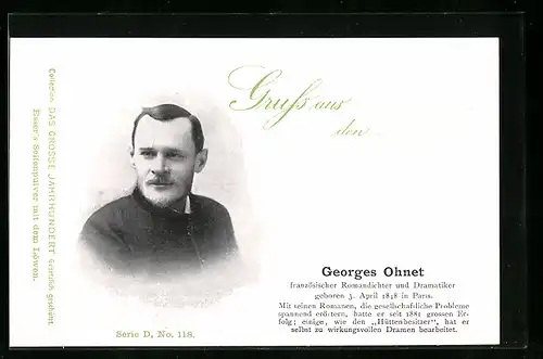 AK Georges Ohnet, Französischer Romandichter und Dramatiker, Geb. 1848