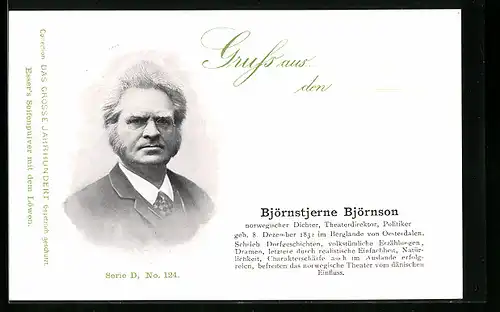 AK Björnstjerne Björnson, Norwegischer Dichter, Geb. 1832