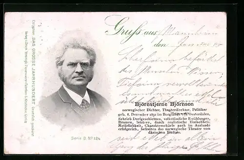 AK Björnstjerne Björnson, Norwegischer Dichter, Geb. 1832