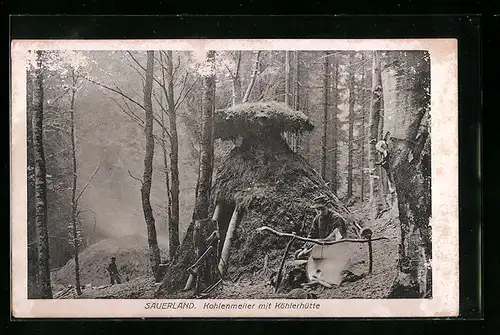 AK Sauerland, Kohlenmeiler mit Köhlerhütte