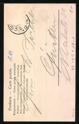 AK Kleiner Harlekin mit umgekipptem Dreirad