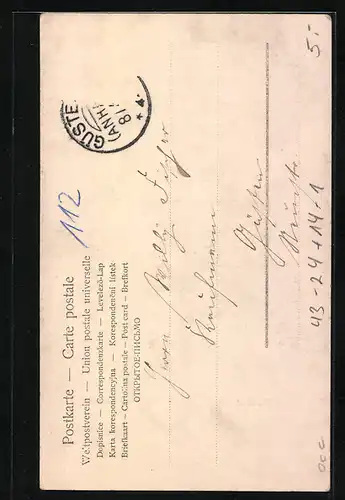 AK Kleiner Harlekin schiebt ein Dreirad