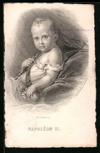 Künstler-AK Napoleon II. als Kleinkind mit Reichsapfel und Szepter