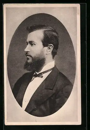 AK Präsident Masaryk (TGM) mit Anzug im Profil in jungen Jahren