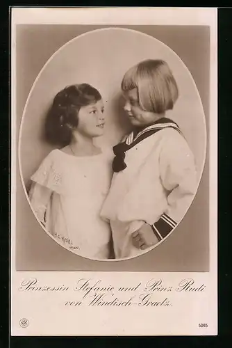 AK Prinzessin Stefanie und Prinz Rudi von Windisch-Graetz als Kinder