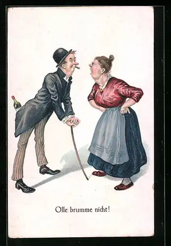 Künstler-AK Olle brumm nicht!, frauenfeindlicher Humor