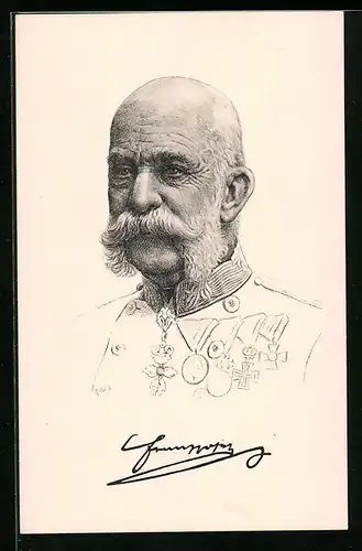 Künstler-AK Kaiser Franz Josef I. von Österreich mit Orden
