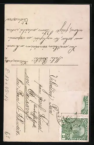 AK Kleiner Schornsteinfeger mit Leiter und Skiern