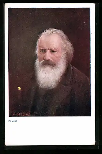 AK Porträt von Johannes Brahms mit Vollbart