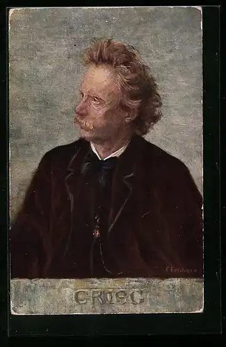 Künstler-AK Portrait vom Komponisten Grieg