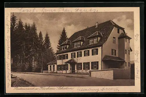 AK Vaihingen a. F., Restaurant und Kurhaus Schatten mit Strasse