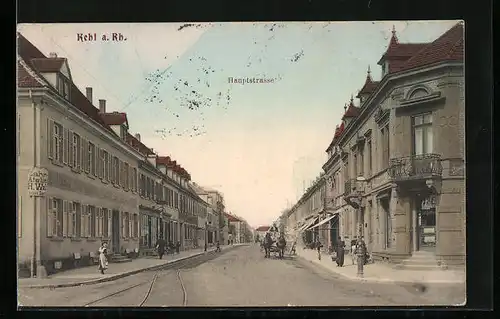 AK Kehl a. Rh., Hauptstrasse mit Gasthaus